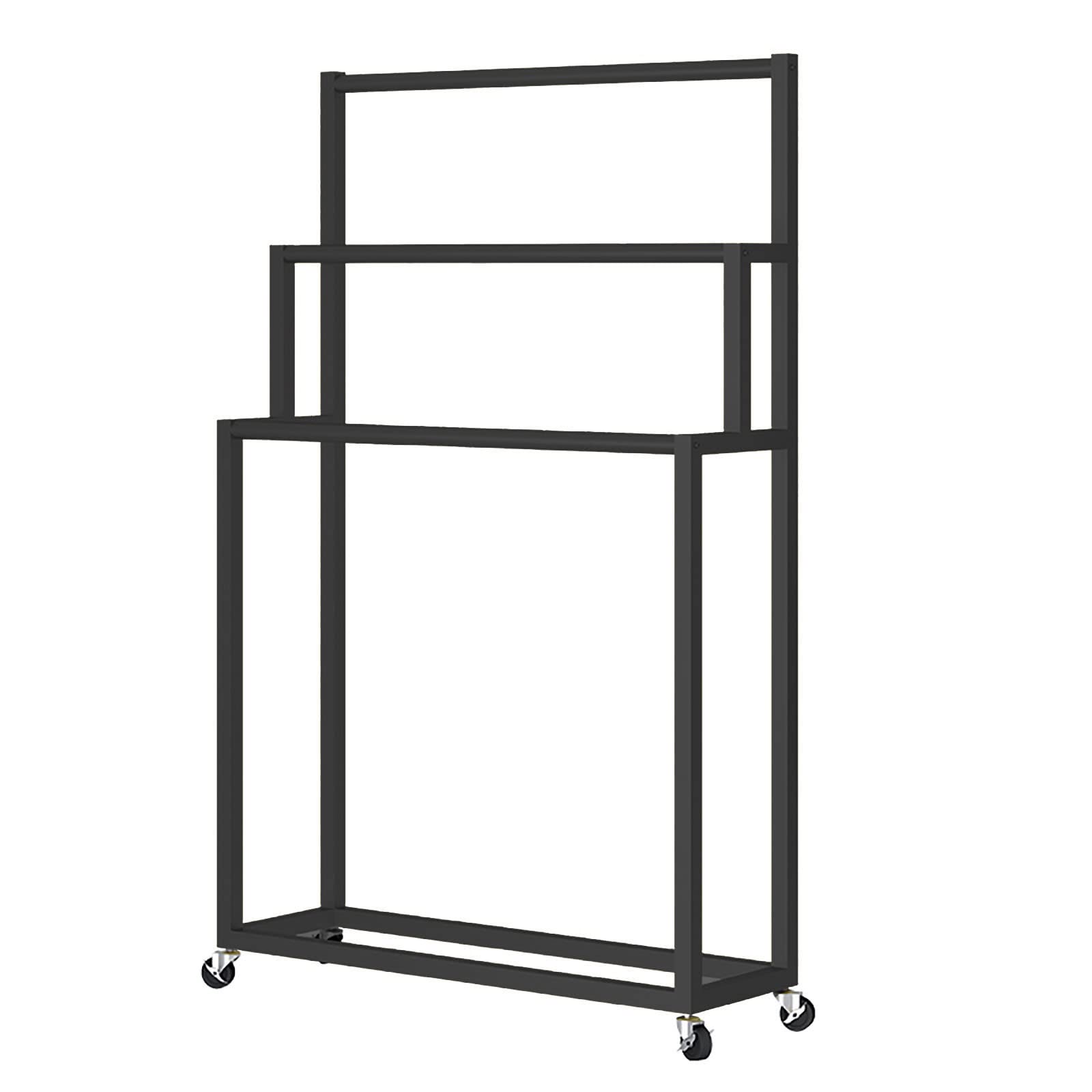 UWYTGF Rolling Floor-Standing Scarf Display Stand Rack,Large Capacity Heavy Duty Multifunctional Stoarge Organizer for Shawl/Sheets/Fabrics/Curtain Sample,Space-Saving,Black,150X30X150Cm