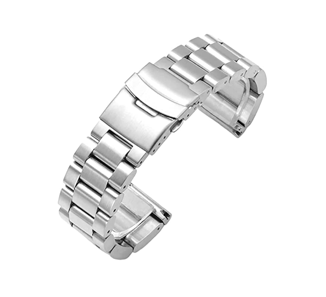 EwatchAccessories Replacement 18mm Silver Stainless Steel Brushed Finidh Metal Bracelet Watch Band Strap Double Buckle Straight End (B0C6SWNNMY) Amazon Price History, Amazon Price Tracker