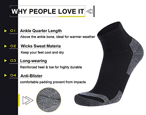 Men's Athletic Ankle Quarter Socks Men Comfort Cushion Moisture Wicking Work Sock 6 Pack2