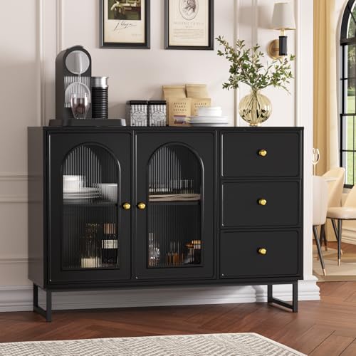 Vabches Buffet Cabinet with Storage, 47.2' Sideboard Buffet with 3 Drawers, Modern Sideboard Kitchen...