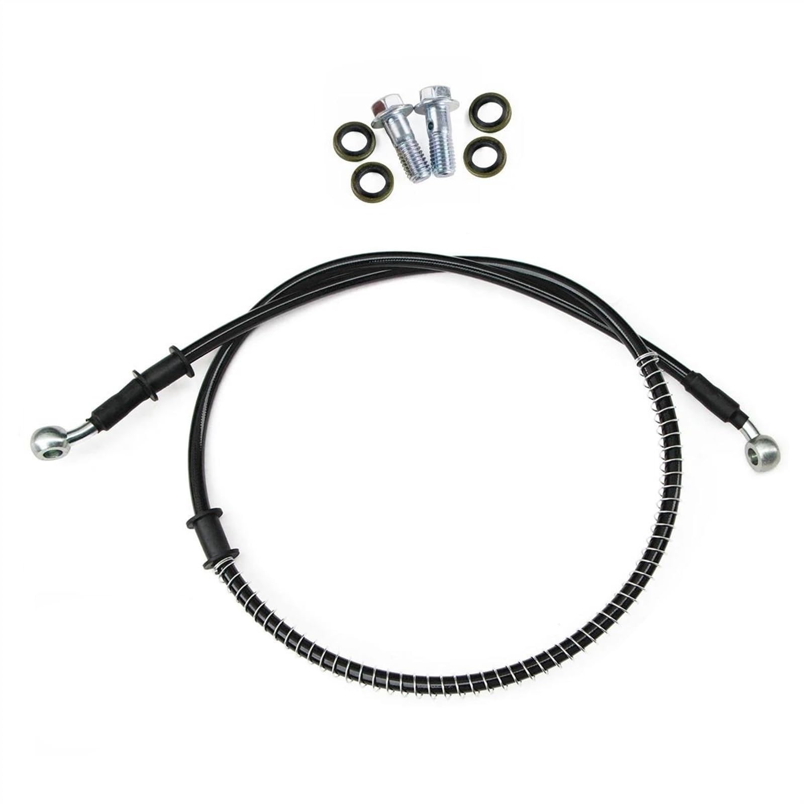 Ksxzw Black- Silver Motorbike Part Motorbike Replacement Accessories Motorcycle Brake Oil Hose M8 28°-28° 2100Mm/210Cm