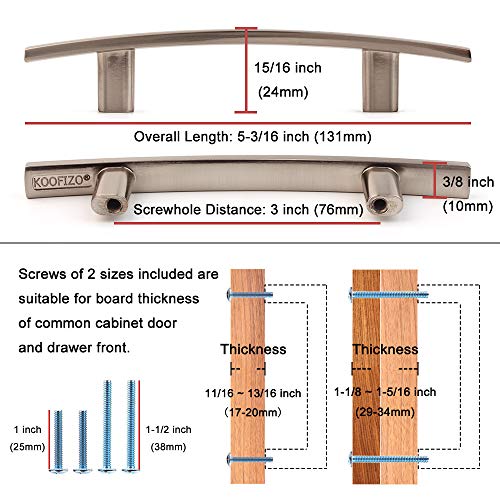 Koofizo Curved Bar Cabinet Pull - Oil Rubbed Bronze Furniture Arch Handle, 3 Inch/76mm Screw Spacing, 10-Pack for Kitchen Cupboard Door, Bedroom Dresser Drawer, Bathroom Wardrobe Hardware - Thumbnail 6