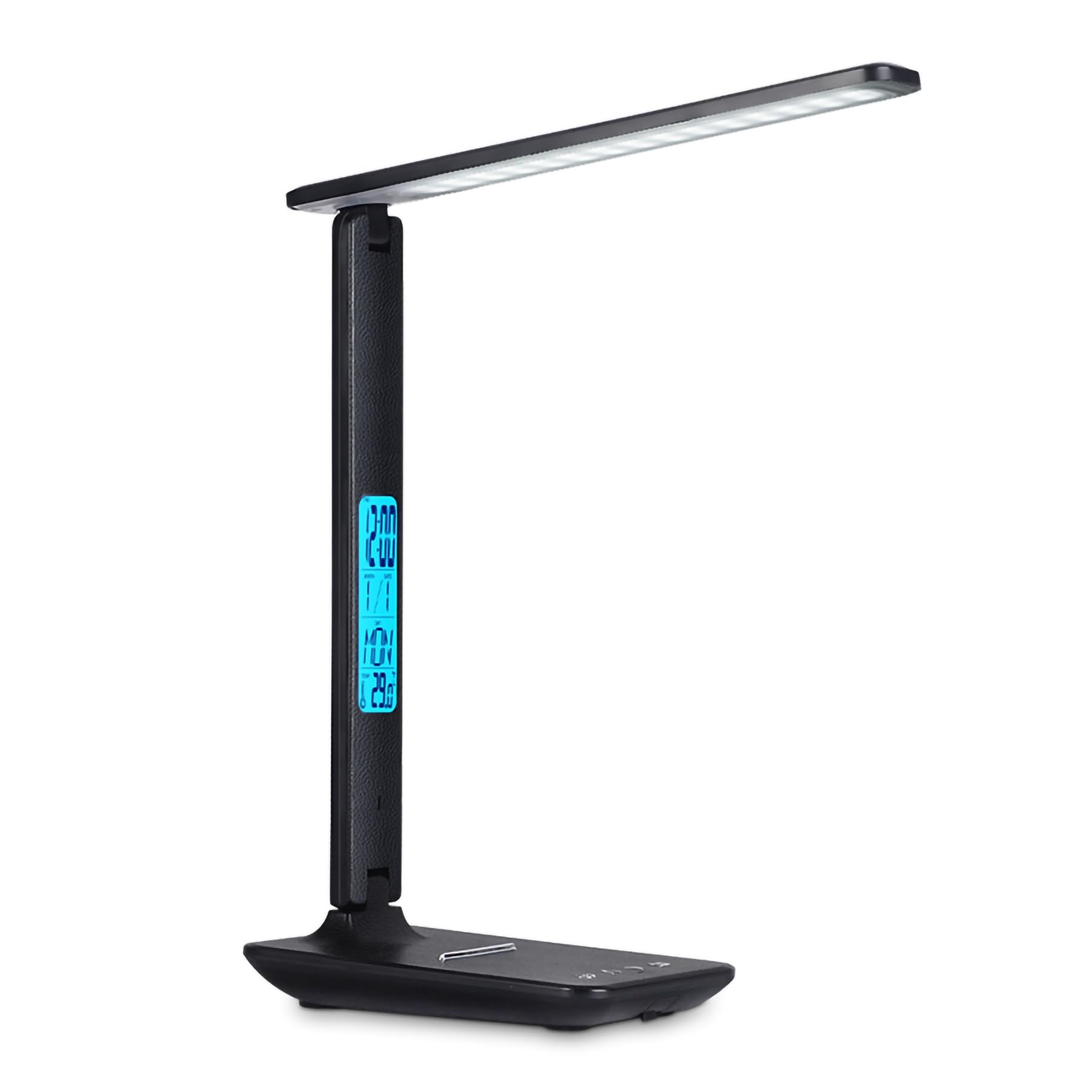 HYQFSAD 10W LED Desk Lamp with Wireless Charger and Display, 3 colour temperatures USB Charging Dimmable Eye Caring Table Lamps, Touch Control for Bedside, Reading (Color : Black)