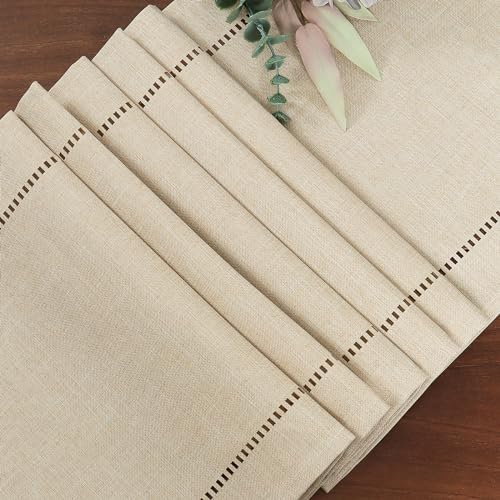 LOMOHOO Rustic Table Runner 72 Inches Long, Cotton Linen Boho Table Runners, Farmhouse Table Runners, Braided Striped Coffee Table Runner for Dinner Party Holiday 15 x 72 Inches (32x180cm, Beige) - Image 3
