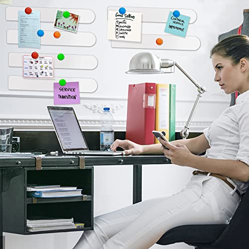Demao 6 Pieces Frameless Stainless Iron Magnetic Strips With Adhesive Backing Memo Strip Bulletin Bar Board Set With 24 Pieces Colorful Magnets For Office Home And School(White) #TOP5