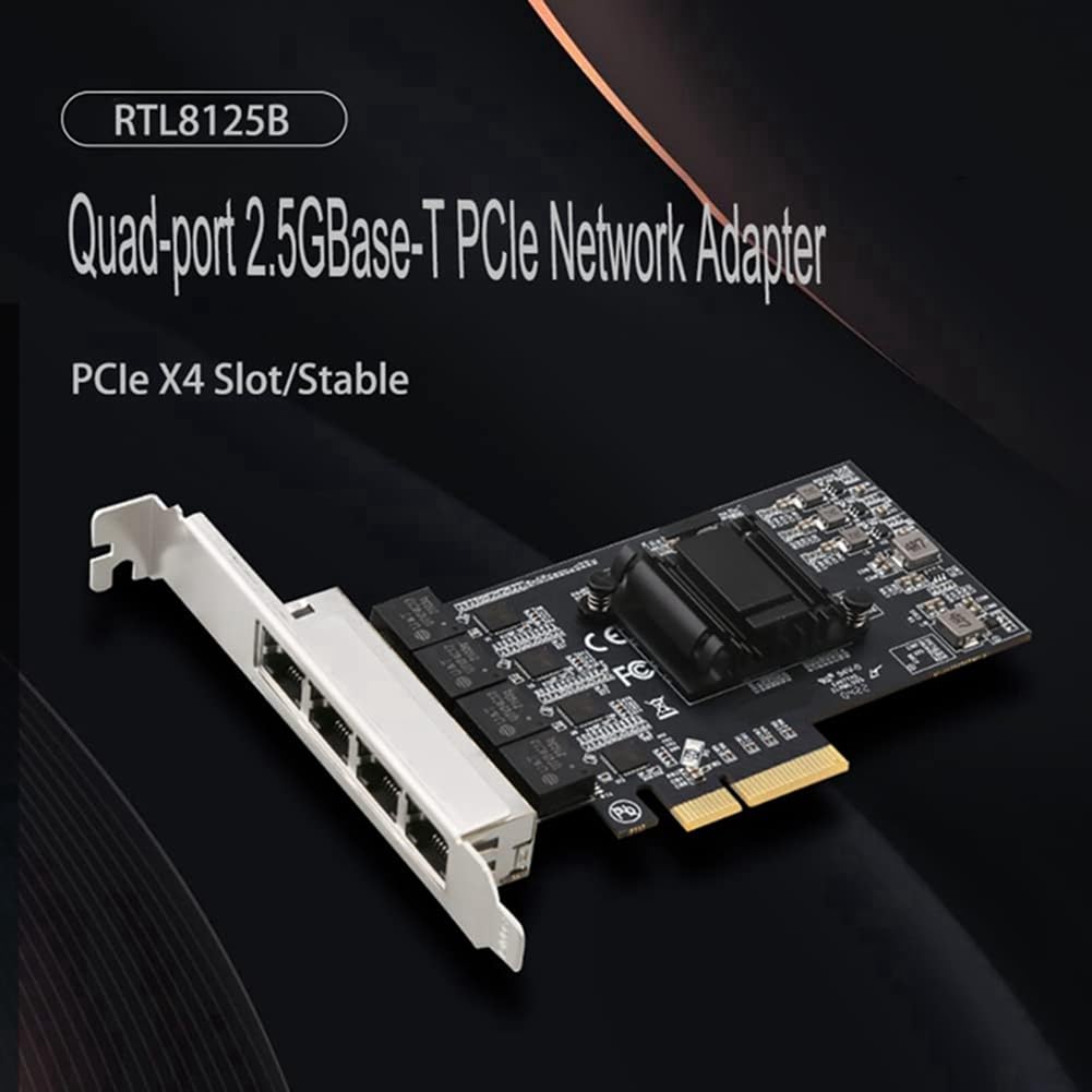 Scheda di rete di gigabit di 4 porti - Port Server Scheda di rete Gigabit PCIe 2,5 Gigabit RJ45 Lan 10/100/1000/2500Mbps Realtek 8125B Chip