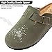 Women's Suede Clogs Men's Slip-On Mules Non-Slip Potato Shoes Arch Support Sandals with Adjustable Buckle for Indoor & Outdoor Use Green