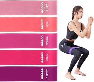 Resistance Loop Bands Set of 5 - Exercise Bands for Workouts, Strength Training, Yoga, Pilates, Physical Therapy - Latex Free Fitness Bands for Men & Women