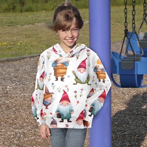 Kids Hoodies Sweaters Christmas Gnome Dwarfs Hooded Sweatshirts with Big Pockets for Boys Girls B04000284