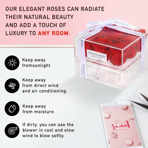 Luxury Preserved Roses In A Box | Handmade Rose Gift Box | Real Roses That Last For Years | Forever Roses In An Acrylic Jewelry Box | Real Flowers For Delivery Prime | Gifts For Her (9 Red Roses) #TOP5