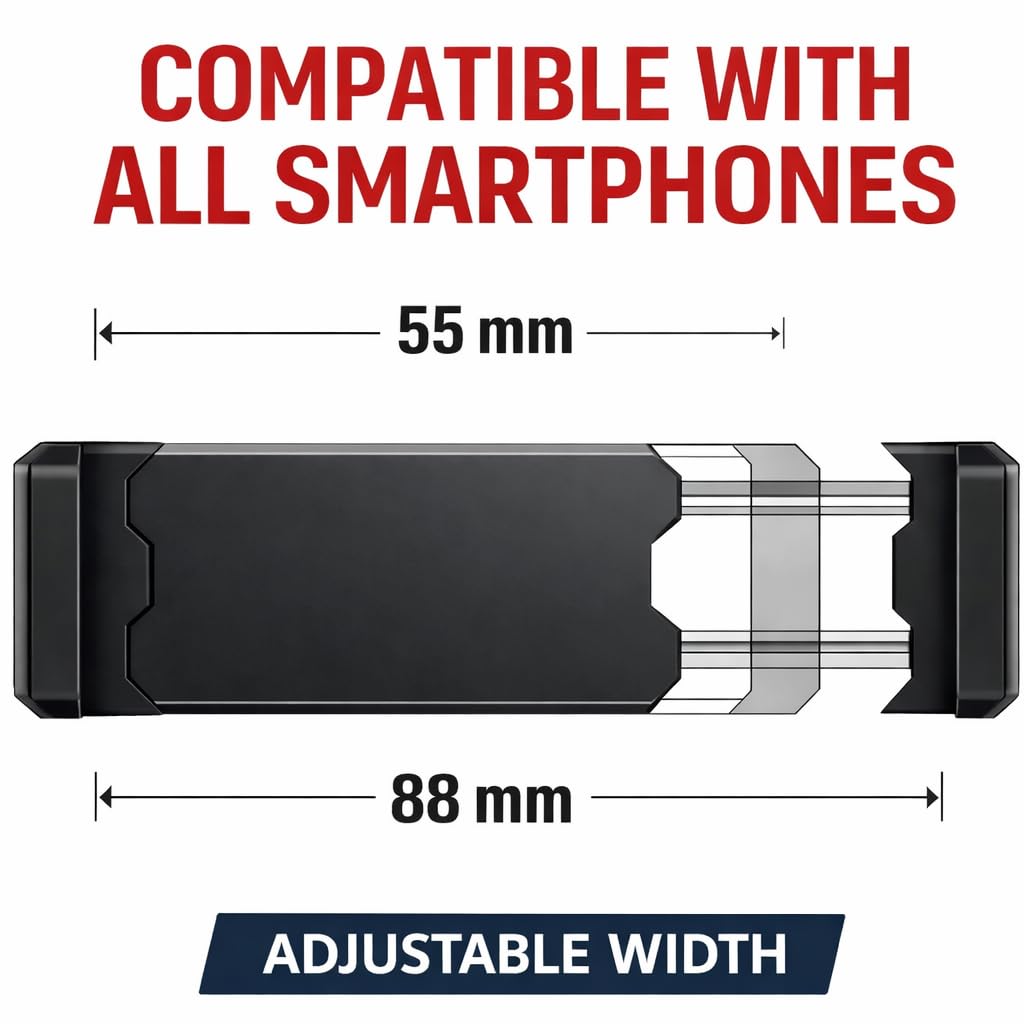 Générique Support téléphone Voiture pour Grille d’aération – Fixation Stable et Universelle (Noir)