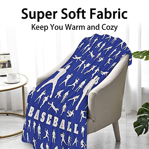 Baseball Throw Blanket for Baby - 30x40 Inches Lap Size - Soft Fluffy Cozy Blankets Gift - Blue Sports Blanket Throws for Couch, Work