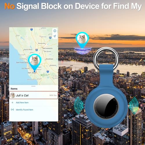 Image of 1|2|4Pack for Apple AirTag Holder,for Air Tag 2nd &1st Genaretion,Waterproof GPS Tracker Air Tag Keychain with Cover Anti-Scratch Silicone for Air-Tag Case for Pets,Kids,Bags,Luggages-Blue