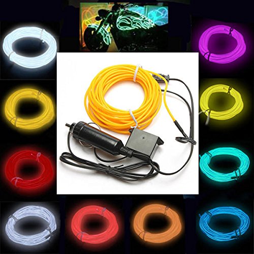 visionrabbit 5M EL Neon Light Effect Light Cable Cord Wire 12V Inverter - Purple VRNS1021