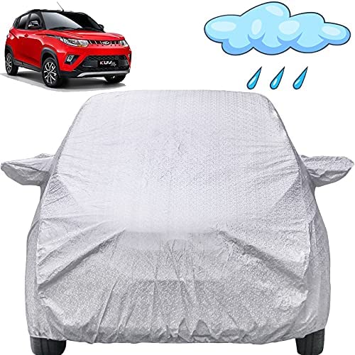 Image of Autofact Waterproof Car Body Cover Compatible with Mahindra KUV100 (2016 to 2017) with Mirror Pockets (Shinning Silver).