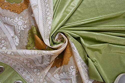 Image of LaVichitra Polyester Long Door Curtain with Designer Net (9ft, Green) -1 Piece