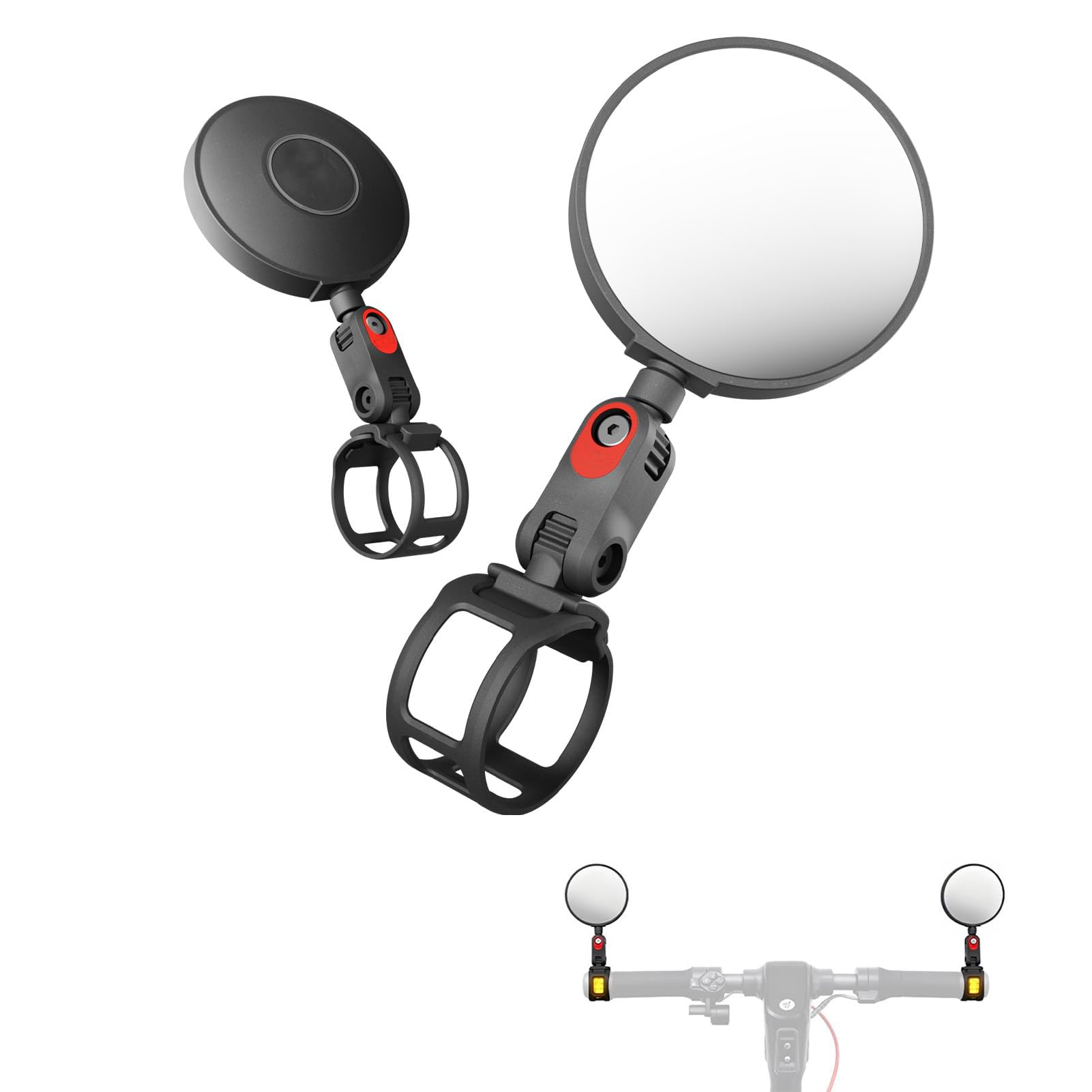 Rétroviseur Trotinette/Vélo - Rotatif 360°, ABS, Universel 15-35mm, Paire De Miroirs 80mm