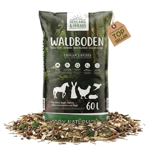 HEULAND Waldboden-Einstreu 60L natürliches Einstreu mit Tannen & Fichtennadeln extrem saugstark & geruchsbindend für Kaninchen Meerschweinchen Hühner und Nager