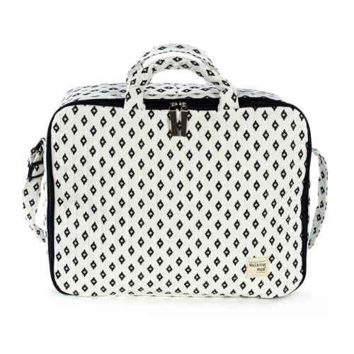 Walking Mum. Maleta de Bebé Boho Chic. Bolsa de maternidad para hospital/clínica. Organizador para lo que mamá, papá y bebé necesiten. Color Blanco/Negro. Medidas 49X37X12 cm.
