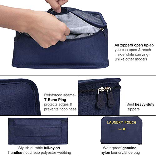 Vicloon Set di Organizer per Valigie, 8 in 1 Organizer Valigia, Viaggio Accessori Utili, Travel Bag per Vestiti, Scarpe, Cosmetici Deposito classificato, Packing Cubes Organizer Viaggio Salvaspazio