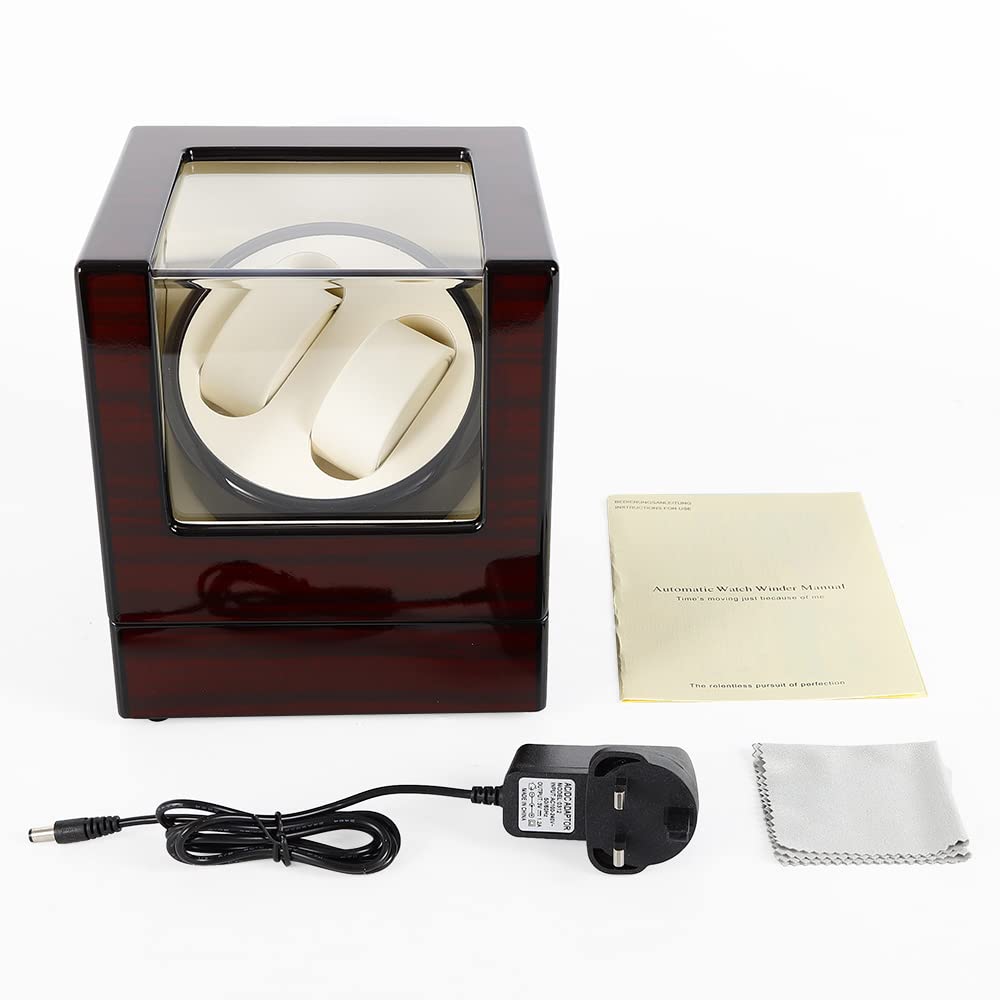 Automatikuhren Uhrenbeweger, Uhrenbox Watch Winder Mute für Uhren Luxuriöser Uhrenwender Aufbewahrung Aufbewahrungs Vitrine Glasdeckel, Batteriebetrieb oder Netzteil mit Samtfutter