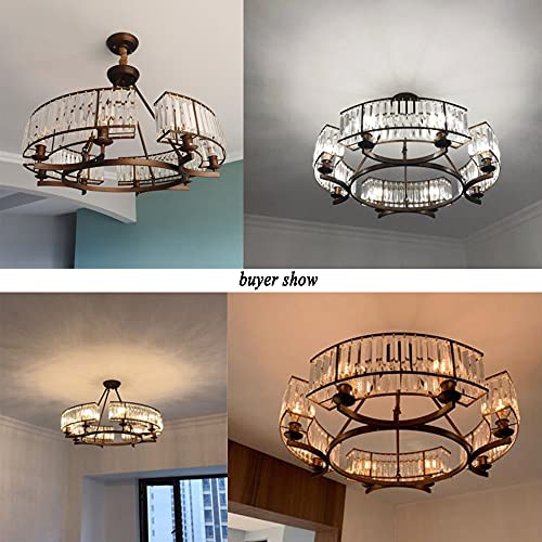 Modern Round Crystal Chandelier With 8 Lights Vintage Ceiling Chandeliers Flush Mount Light Rustic Brown Pendant Lighting Fixture For Dining Room Living Room,Dia 34'' #TOP7