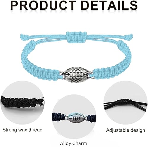 Miniatura 2 de Sportybella Football Bracelet Adjustable Paracord Bracelets. Unisex Football Charm Bracelet. Weaved Bracelet String wFootball Charm. Football Gifts