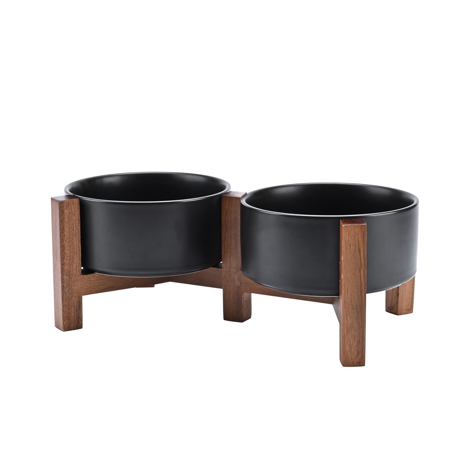 Pet Supplies : SPUNKYJUNKY Ceramic Dog Bowls with Acacia Wood Stand - Raised  Dog Food and Water Bowl Set for Medium Dogs (28.74 OZ, Black) : Amazon.com