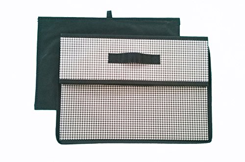 Large Fabric Collapsible Container Storage Closet Organizer Bin with Lid (Black/White) - Thumbnail 4