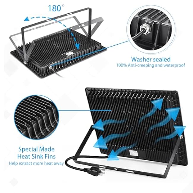 400W LED Stadium Flood Light Outdoor,2400W Equivalent 50500LM 5000K Daylight White Super Bright FloodLight with Plug,85-277V IP66 Waterproof Commercial Lighting for Sports Fields,Counts,Arena