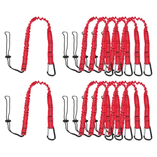 Image of MECCANIXITY Retractable Tool Lanyard 3ft with Single Aluminum Buckle and Adjustable Loop End, Maximum Weight Limit 10KG / 22lb, Safety Fall Protection Tools Leash, Red 12 Pack
