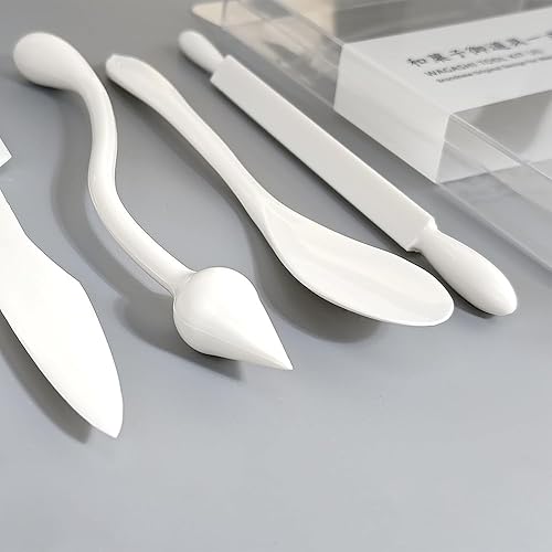 Miniatura 4 de Juego de 10 piezas de material de resina japonesa Wagashi Wakoko, herramientas hechas a mano, patrón de escultura de postre (Set-B)