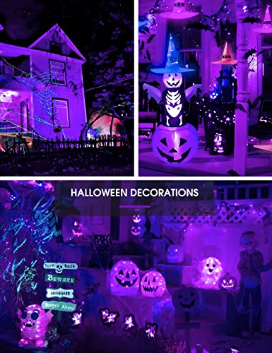 Image of L LOHAS LED Halloween Orange Purple LED Light Bulbs Outdoor [4-Pack] | 9W(60W Equivalent) A19 Orange Purple Colored Light Bulb Indoor, E26 Base, Not-Dim