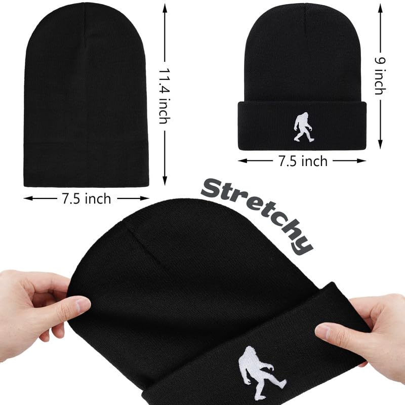 Image of Bigfoot Beanie for Men - Sasquatch Hat Winter Knit Cuffed Beanie for Women - Bigfoot Gifts for Christmas & New Year