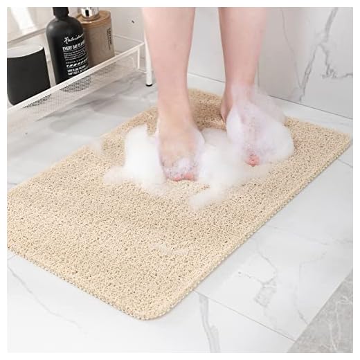 Hargiis Non Slip Bathtub Mat, Anti Slip Shower Mat, Fast Drying Bath Tub Mats, Foot Scrubber Mat, Anti Slip Mat for Tub, Floor,Bathroom, Home, Kitchen, Hotel (Beige 24x16 Inch)