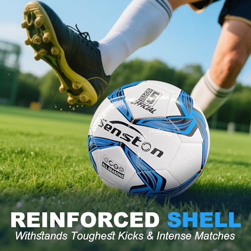 Image of Senston Soccer Ball Size 5 with Pump for Adults | Hard-wearing Durable PVC, All-Weather, Fade-resistant, Anti-deform, Good Air Retention, Easy Clean, Training Match