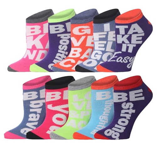 Tipi Toe Women's 10 Pairs Crazy Unique Colorful Fun Patterned Low Cut Socks Size 9-11 & 10-132