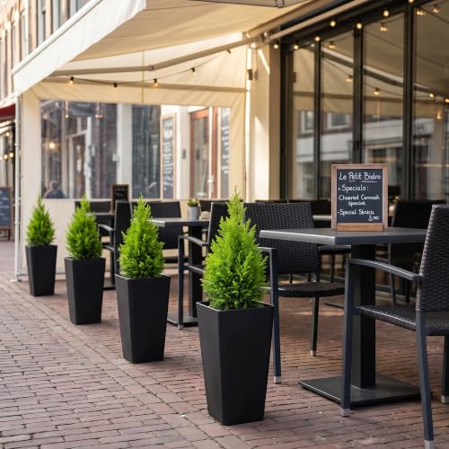 KOL Planters for Outdoor Plants, 20 Inch Tall Black Flower Pots 2 Pack, Large Plastic Plant Pots with Drainage Hole and Dual-Purpose Tray, Decorative Indoor Planter for Front Porch Patio Garden by KOL - Used condition - Image 5