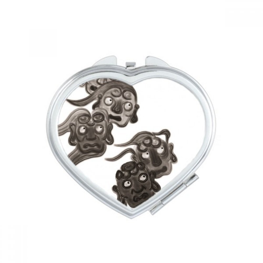 Miroir compact style encre de chine cadeau fait main original