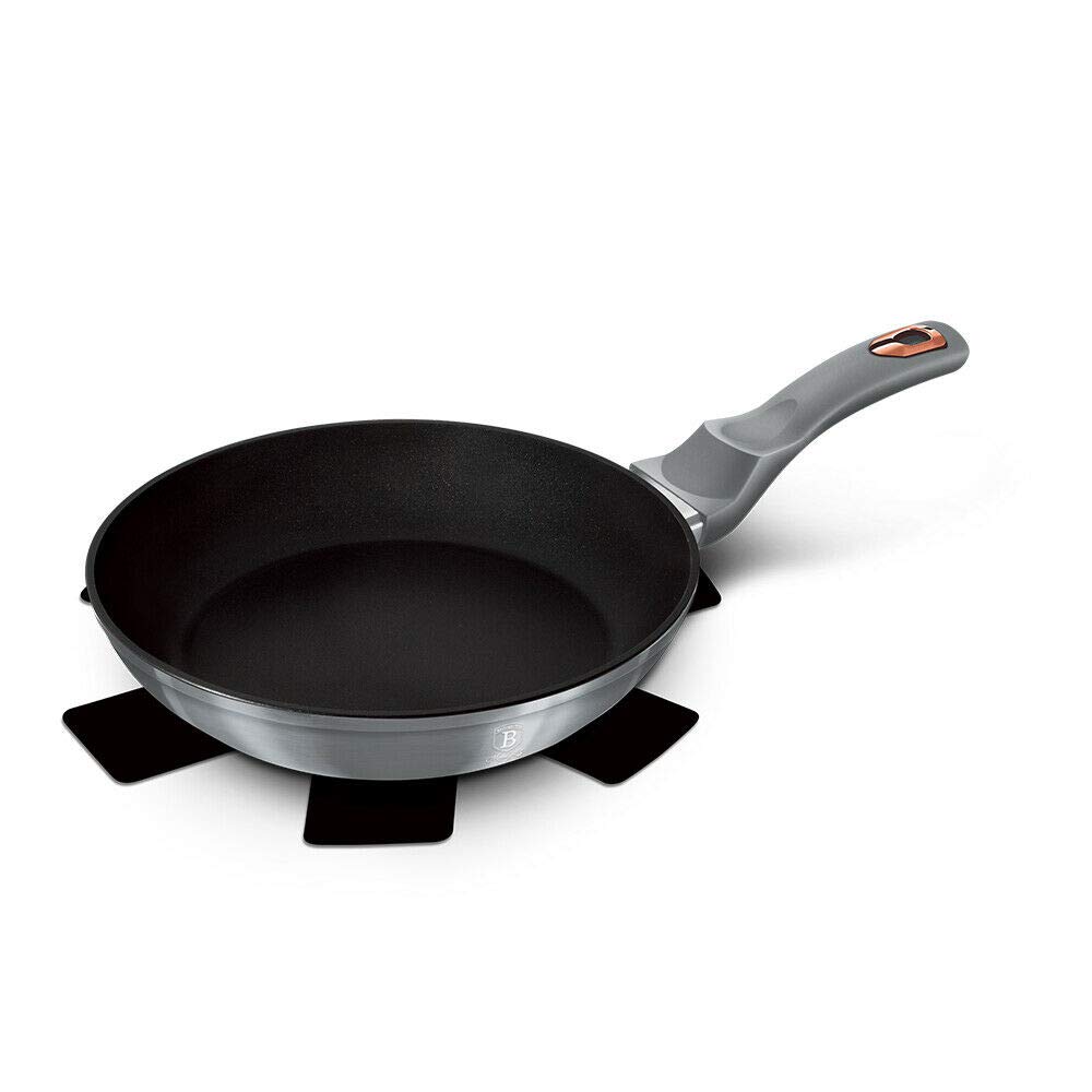 Berlinger Haus Professional Colorful Aluminum Non Stick Cooking Induction Marble Coating Frying Pan Metallic Soft Touch (Moonlight, 24cm)