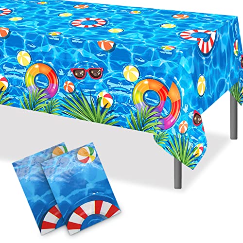 Memovan 2Pcs Pool Party Tablecloth Summer Beach Tablecloth Beach Party Table Cover Swimming Party Table Cover Pool Surfboard Party Table Cover Decor For Beach Summer Hawaiian Theme Party #TOP18