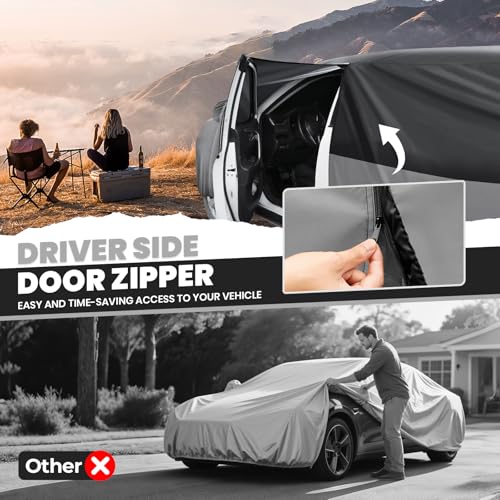 Image of Cartist 420D Car Cover for Cadillac Escalade 1999-2026 2027, All Weather Car Cover for Escalade Accessories, Full Exterior Cover Rain Waterproof Protector with Zipper & Cotton Lining