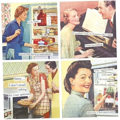 Humorous Cocktail Napkins for Women - Anne Taintor Funny Assorted Gift Boxed Variety Pack 40 Total Cover