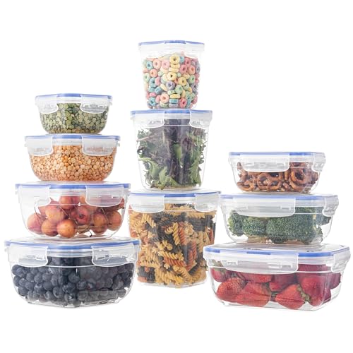 Image of Superio Plastic Food Storage Container Set, BPA Free, Sealed Containers with Airtight Lids for Pantry, Cupboard, and Fridge- Microwave and Dishwasher Safe (10) (10 Pack)