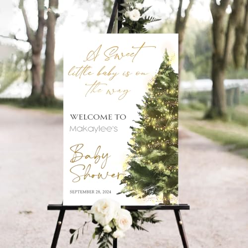 KOLSTRAW Personalized Merry Little Baby Shower Welcome Sign, Christmas Baby Shower Sign, Winter Wonderland Baby Shower Sign, Winter Baby Shower Welcome Sign, Christmas Baby Shower Decorations #20