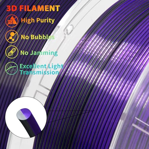 Image of iSANMATE 3D Printer Filament, PLA Filament 1.75mm Dual Color Filament, Shiny Silk PLA Coextruded Filament, 3D Printing Filament Magic PLA, 1 kg /Spool (Black+Purple)