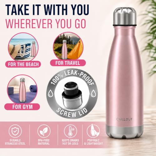 Image of CHILLOUT LIFE 12oz Kids Insulated Stainless Steel Water Bottle, Leak Proof
