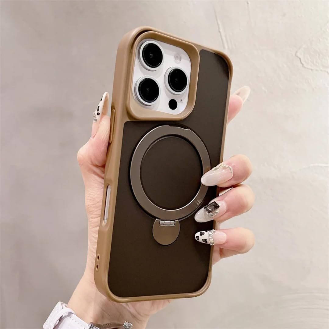 Étui pour iPhone 15 marron idéal pour regarder des vidéos avec support pliable - 8