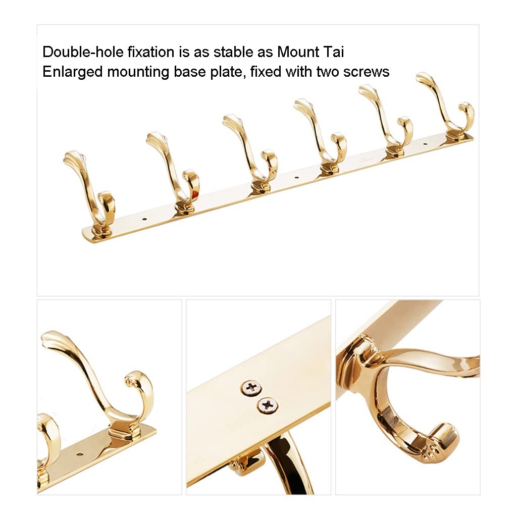 Kleiderhaken, Edelstahl-Kleiderhaken, Wandgarderobe, Wandhaken for Mantel, Handtuchtaschen, Eingangsbereich, Badezimmer Badezimmer (Color : Gold, Size : 5 Hooks)