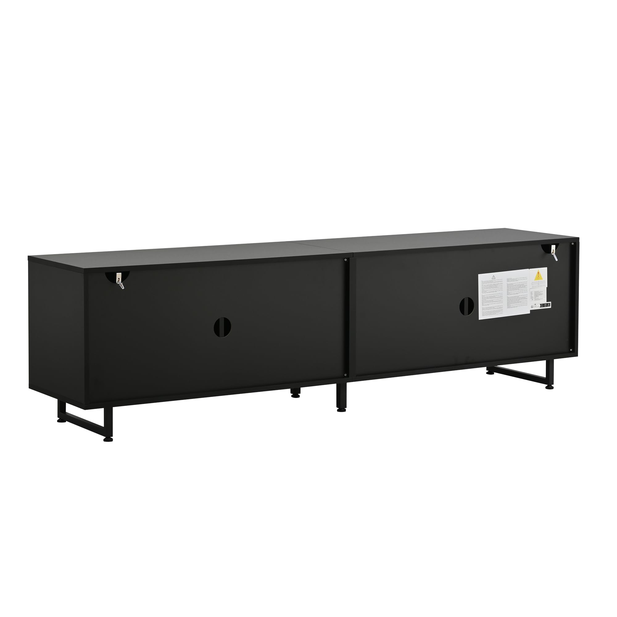 Stojak pod telewizor 180 cm na telewizor 80-calowy, czarny, z 4 drzwiami, nowoczesny stolik konsolowy 180 x 40 x 50 cm, stylowe centrum rozrywki (Nor-4Z)